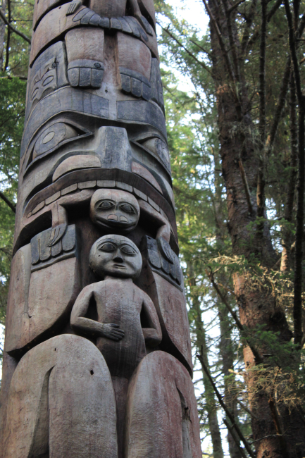 Intricate carving of totem pole