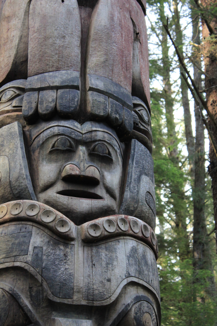Intricate carving of totem pole
