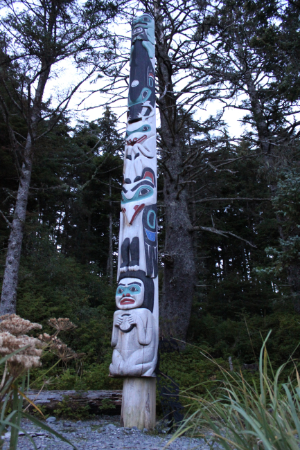 Tlingit totem pole made specifically as a memorial to Michio Hoshino, a  famousnature photographer who was killed by a bear on Kamchatka