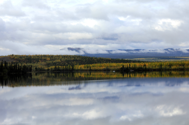 A fall scene along the Dempster Highway headed north to the MacKenzie River