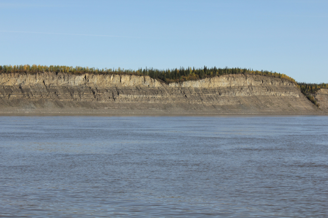 A scene along the MacKenzie River, the second longest river in North America andthe largest north flowing river