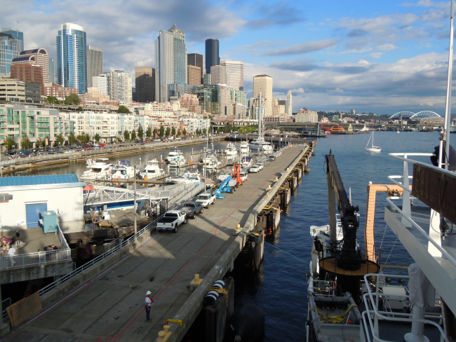 The Seattle waterfront as seen from the NOAA Ship BELL SHIMADA