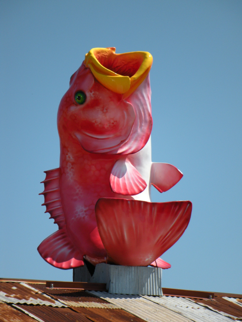 Fish adorning seafood restaurant in Pascagoula area