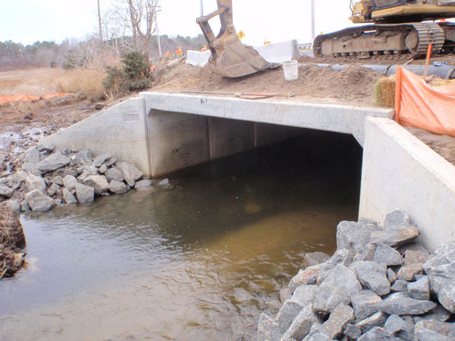 The new 18-foot box culvert restored tidal flow and allowed fish to migrate totheir freshwater spawning grounds