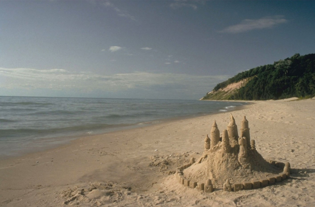 A sand castle on the beach at Sleeping Bear Dunes National Lakeshore