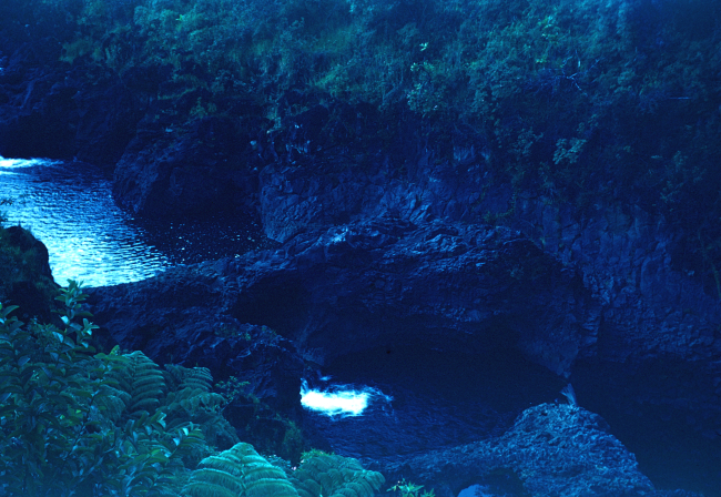 A Hawaiian waterfall seen from the top