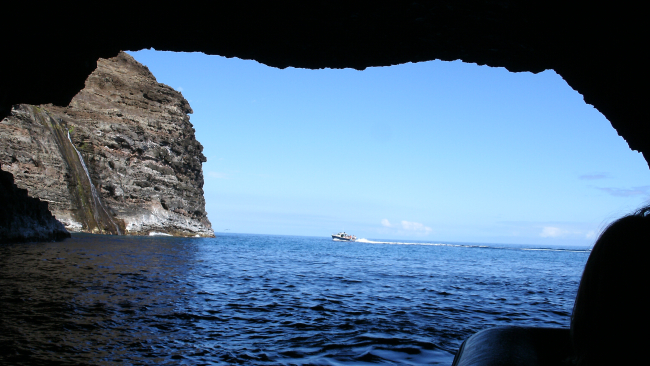 A view from a sea cave along the Na Pali coast