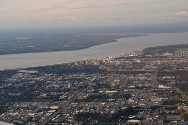 Downtown Anchorage and upper Cook Inlet seen from the air en route to DutchHarbor