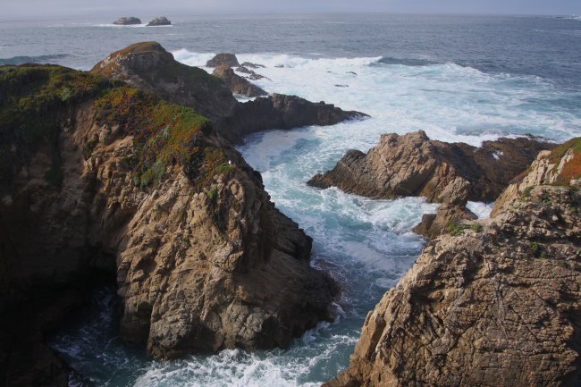 The rocky, wave-sculpted coastline near Granite Canyon