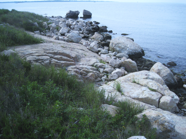The rocky shoreline at Bluff Point State Park, the last one mile of naturalshoreline in Connecticut