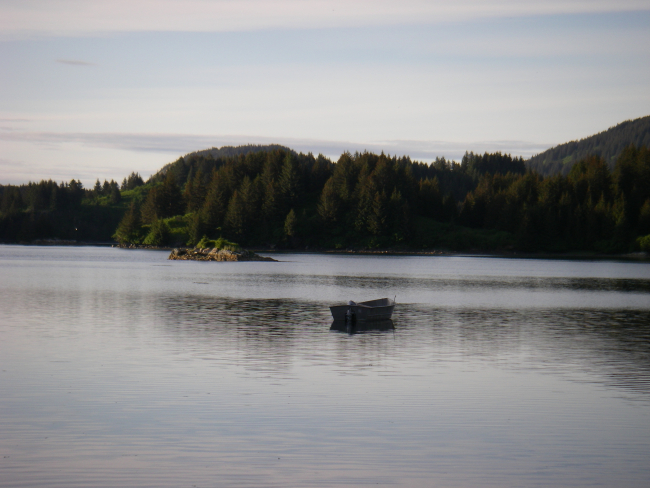 A boat drifting in Anton Larsen Bay