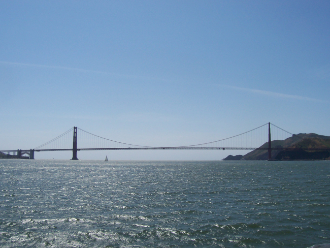 Heading out of San Francisco Bay - looking west to the GoldenGate Bridge