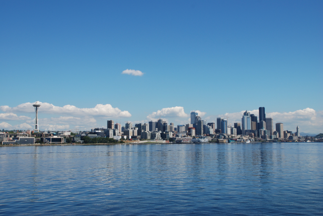 View of Seattle waterfront from Elliott Bay