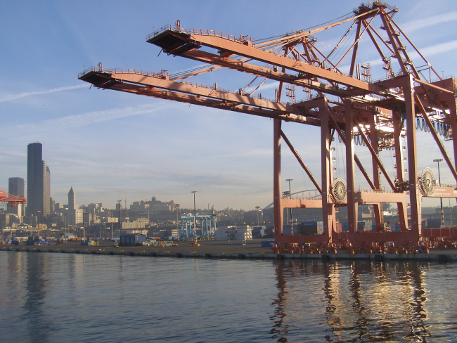 The container docks on the Seattle waterfront