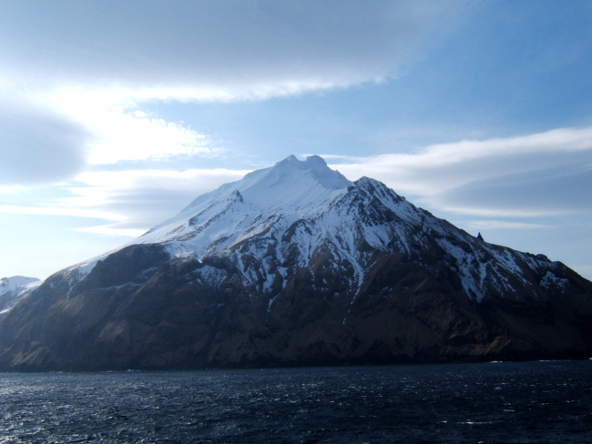 A volcanic island in the Aleutian Islands