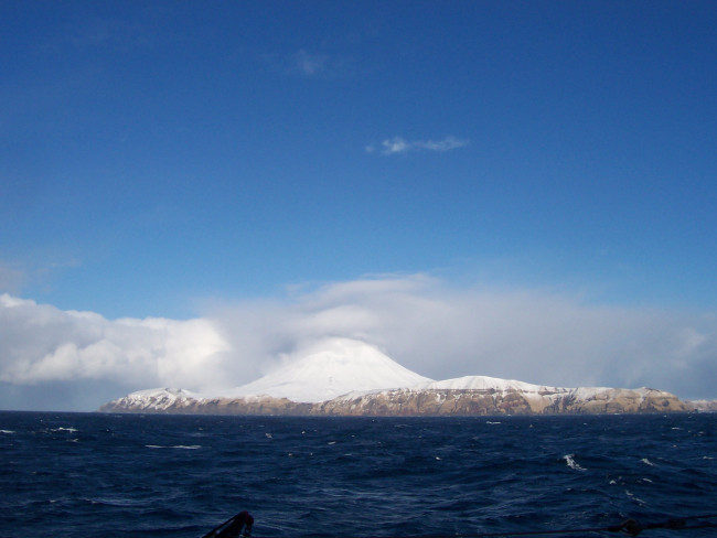 Aleutian Islands volcano seen from sea