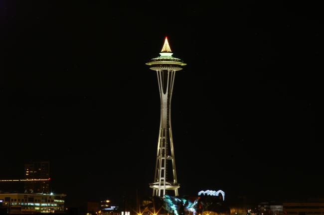 The Space Needle at night