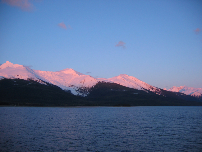 Snow covered mountains surrounding Ernest Sound in latewinter