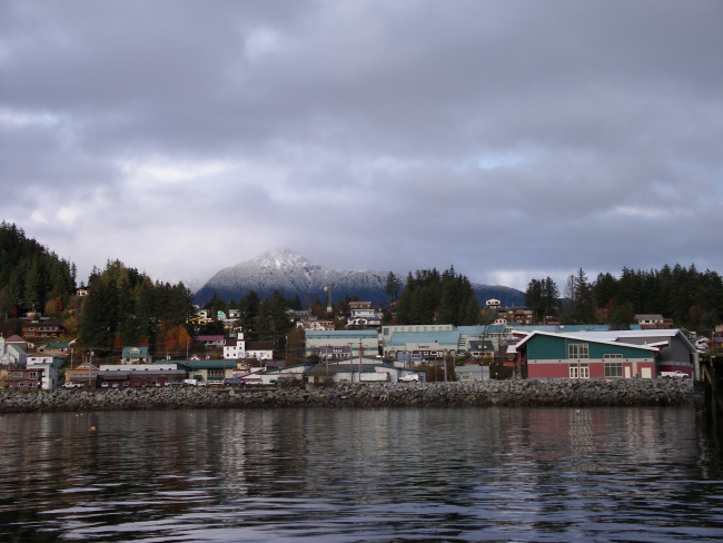 Wrangell with a snow-dusted mountain