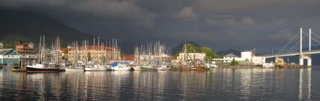 Fishing vessels tied up on the Sitka waterfront