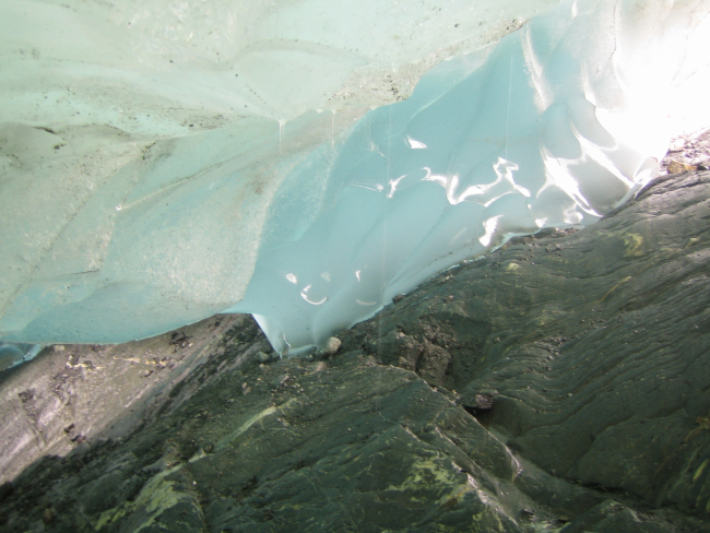 Ice-rock interface along the edge of the Mendenhall Glacier