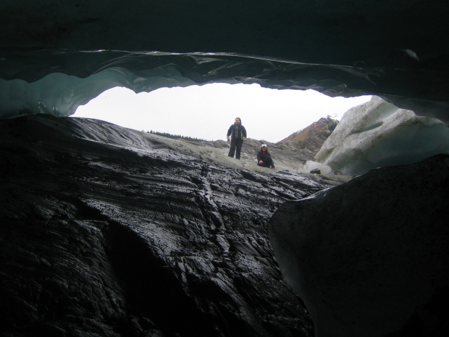 A large ice cave in the Mendenhall Glacier