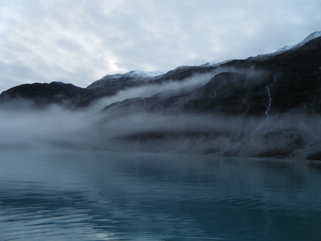 A misty fjord in Glacier Bay