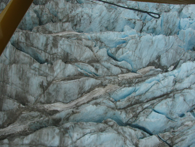 Broken crevassed surface of Hallo Glacier near its terminus