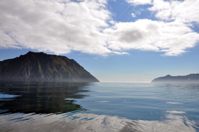 Little Diomede Island on a calm Bering Sea day