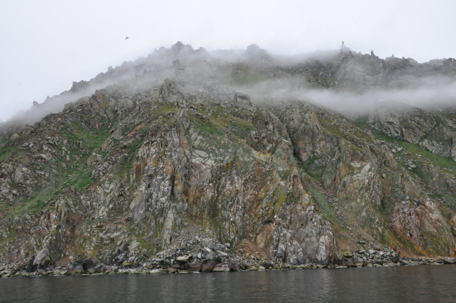 Wisps of fog on Little Diomede Island