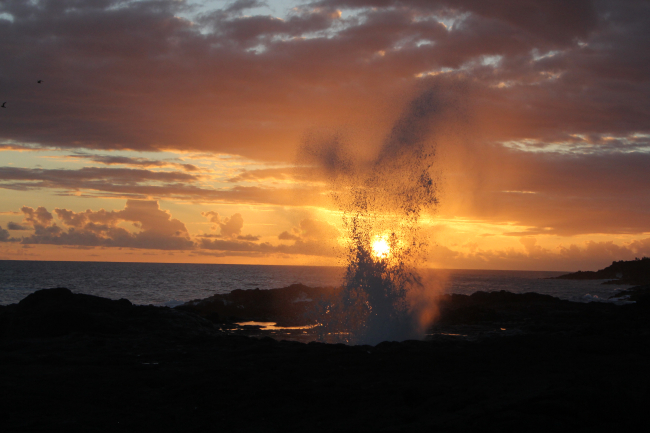 Spouting  Horn blow hole at sunset