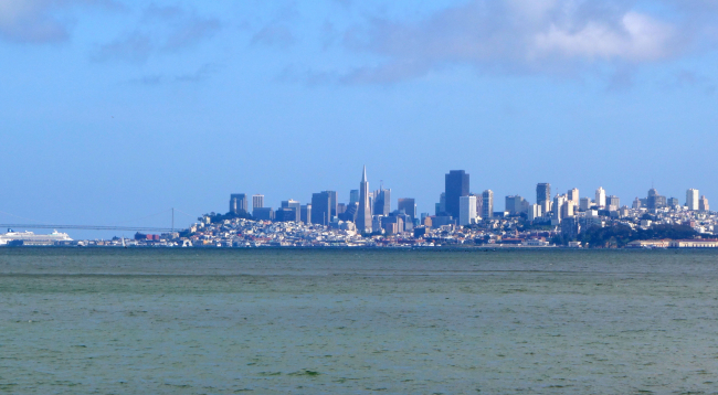 The San Francisco skyline seen from Alcatraz
