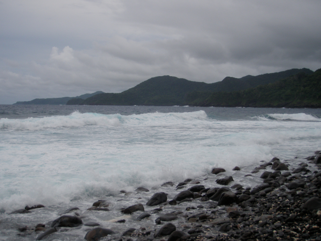 A boulder beach on the rugged coast of American Samoa