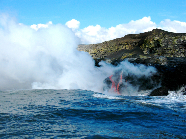 Lava entering the sea