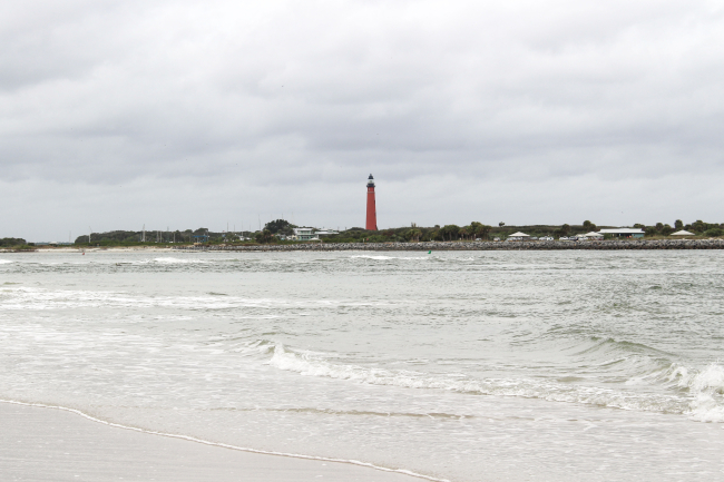 Looking across Ponce Inlet to Ponce de Leon Inlet Lighthouse from SmyrnaDunes Park