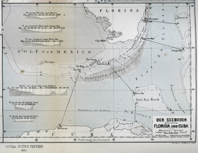 The Sea Bottom off Florida and Cuba as published by Petermann's GeographischeMittheilungen in 1870