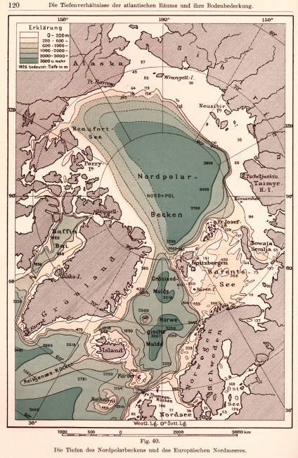 Gerhard Schott's 1912 map of the Arctic Basin and North Atlantic showingnumerous distinct basins and, although first soundings on Reykjanes Ridge wasprobably on H