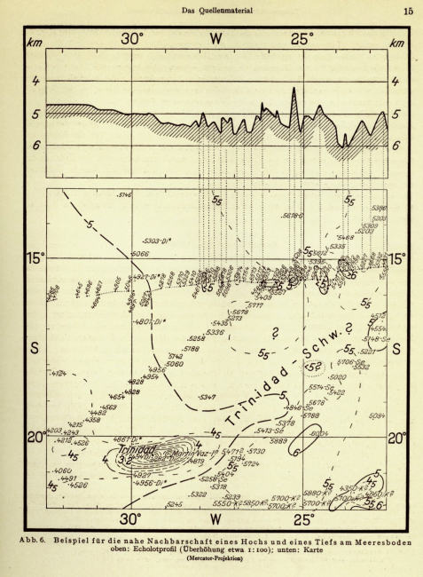 A map showing the abyssal hills to the west of the Mid-Atlantic Ridge at 16S