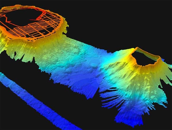 3-D view of an un-named bank and the slopes of Lisianski Island in theNorthwest Hawaiian Islands