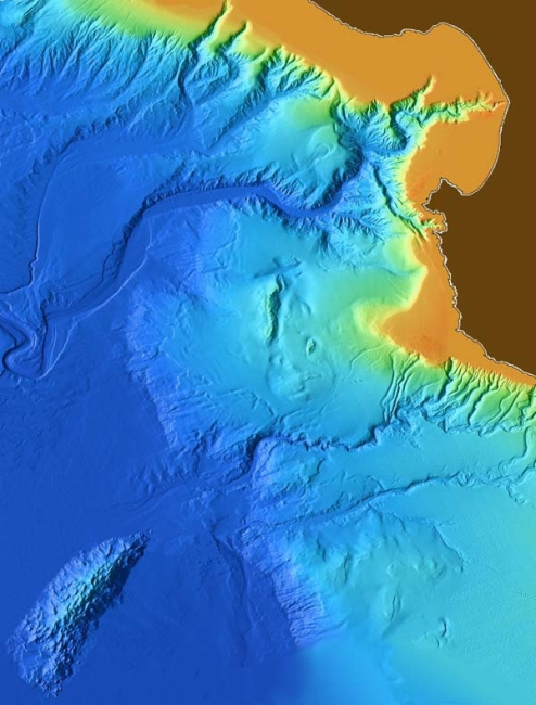 3-D view of Monterey Canyon, Davidson Seamount, Shepard Meander, andassociated features
