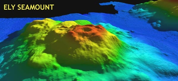 3-D view of Ely Seamount in the NE Pacific Ocean