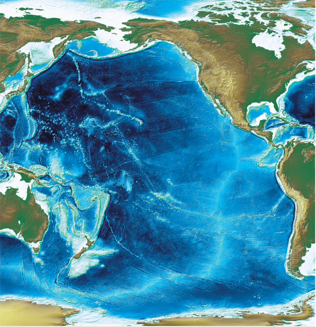 Bathymetric map of Pacific Ocean