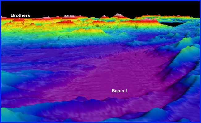 A view of Basin I, one of the deepest basins in the Havre Trough with a depth of more than 3,400 meters