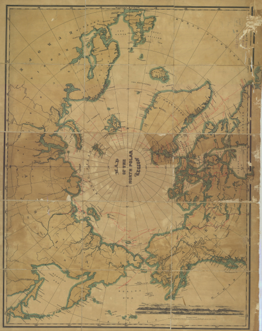 A tinted Map of the North Polar Region with one view of Wrangel Island