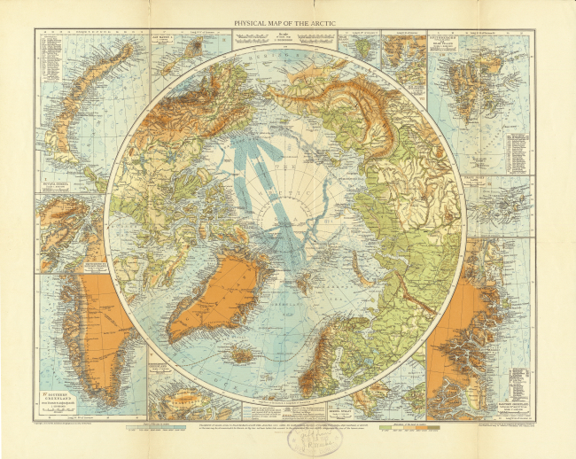 Physical Map of the Arctic translated and revised by the American Geographical Society of New York from map in Andree's Handatlas, 8th Edition, 1924