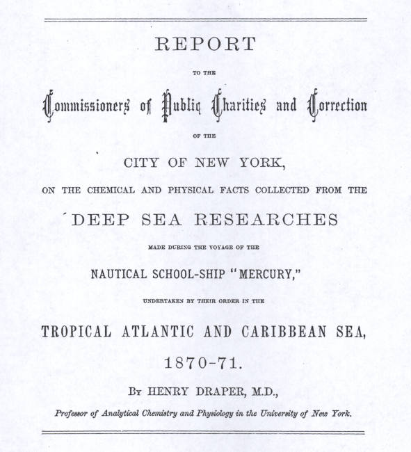 Title page of Deep Sea Researches Made During the Voyage of the NauticalShool-Ship 'MERCURY