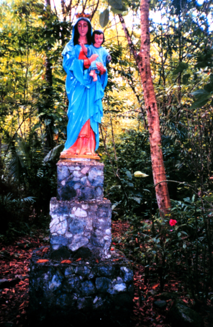 A statue of the Virgin Mary on Isla Gorgona