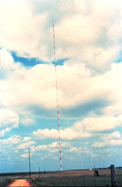 NSSL researchers mounted weather instruments on this very tall TV tower