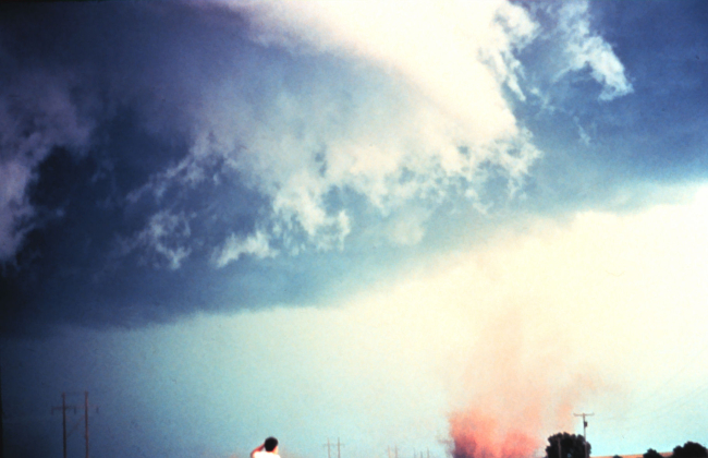An anti-cyclonic circulation was observed in this tornado