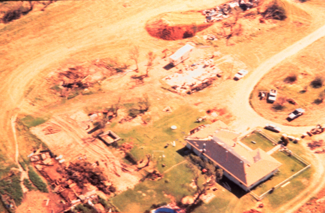 Tornado damage at Kellerville, Texas from June 8, 1995 tornado
